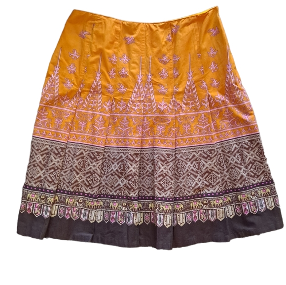 Tribal Dresses & Skirts - Tribal multicolored midi darted tier patterned skirt, made in Bulgaria
